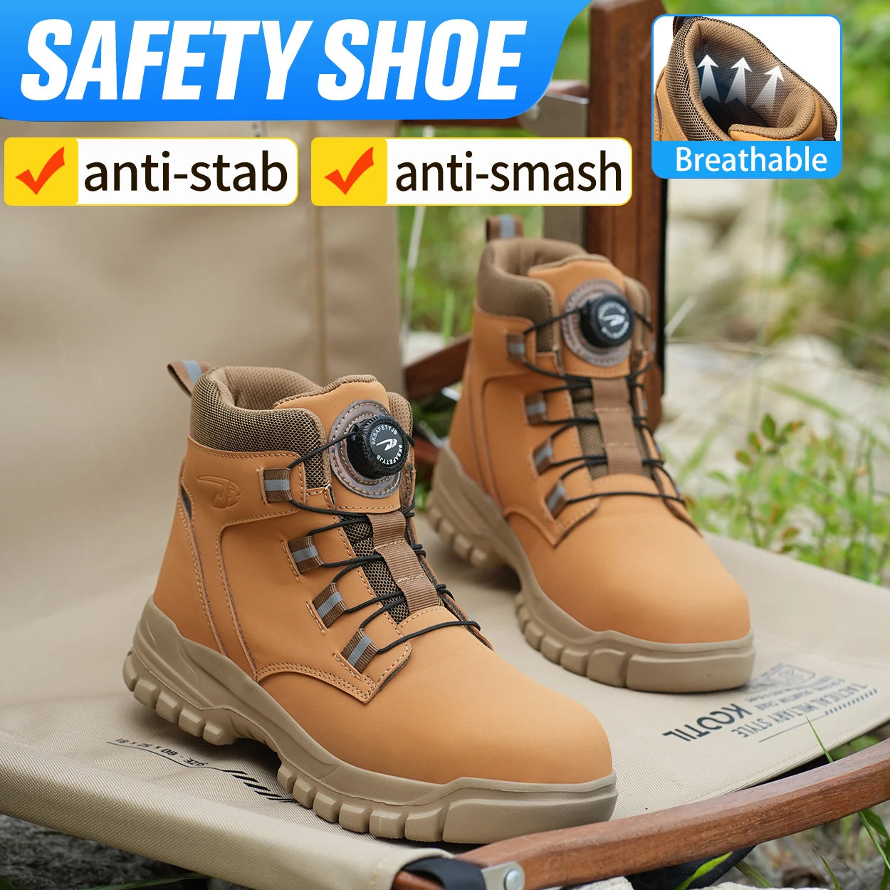 Steel Toe  Non Slip Work Shoes Man Puncture Proof Protective Work Safety Boots