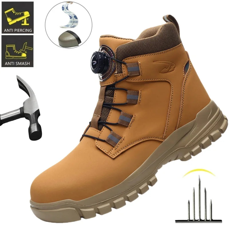 Steel Toe  Non Slip Work Shoes Man Puncture Proof Protective Work Safety Boots